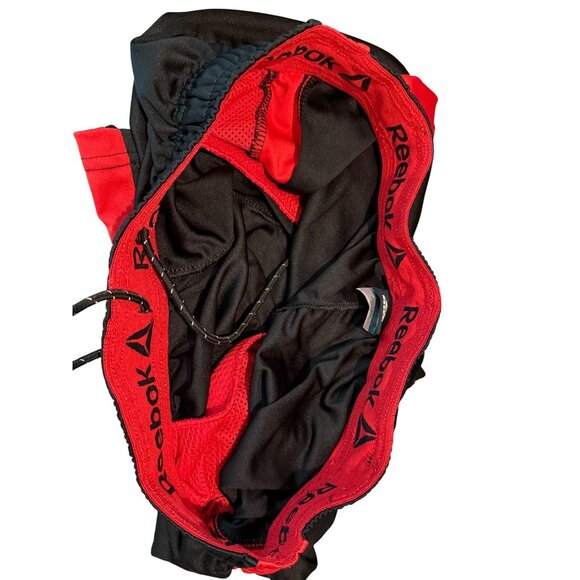 Reebok Mens Athletic Shorts Med Black & Red With Drawstring Waist - Picture 5 of 16
